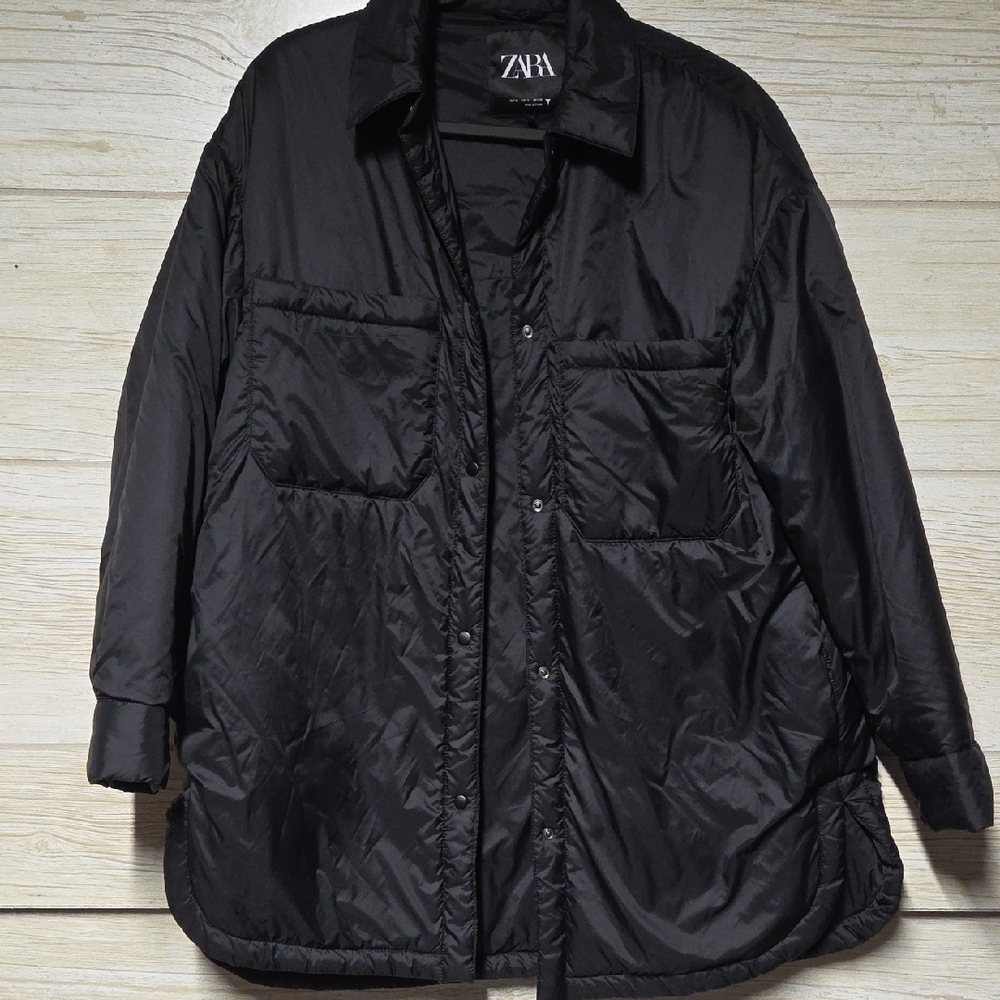 Zara Black Lightweight Shirt Jacket